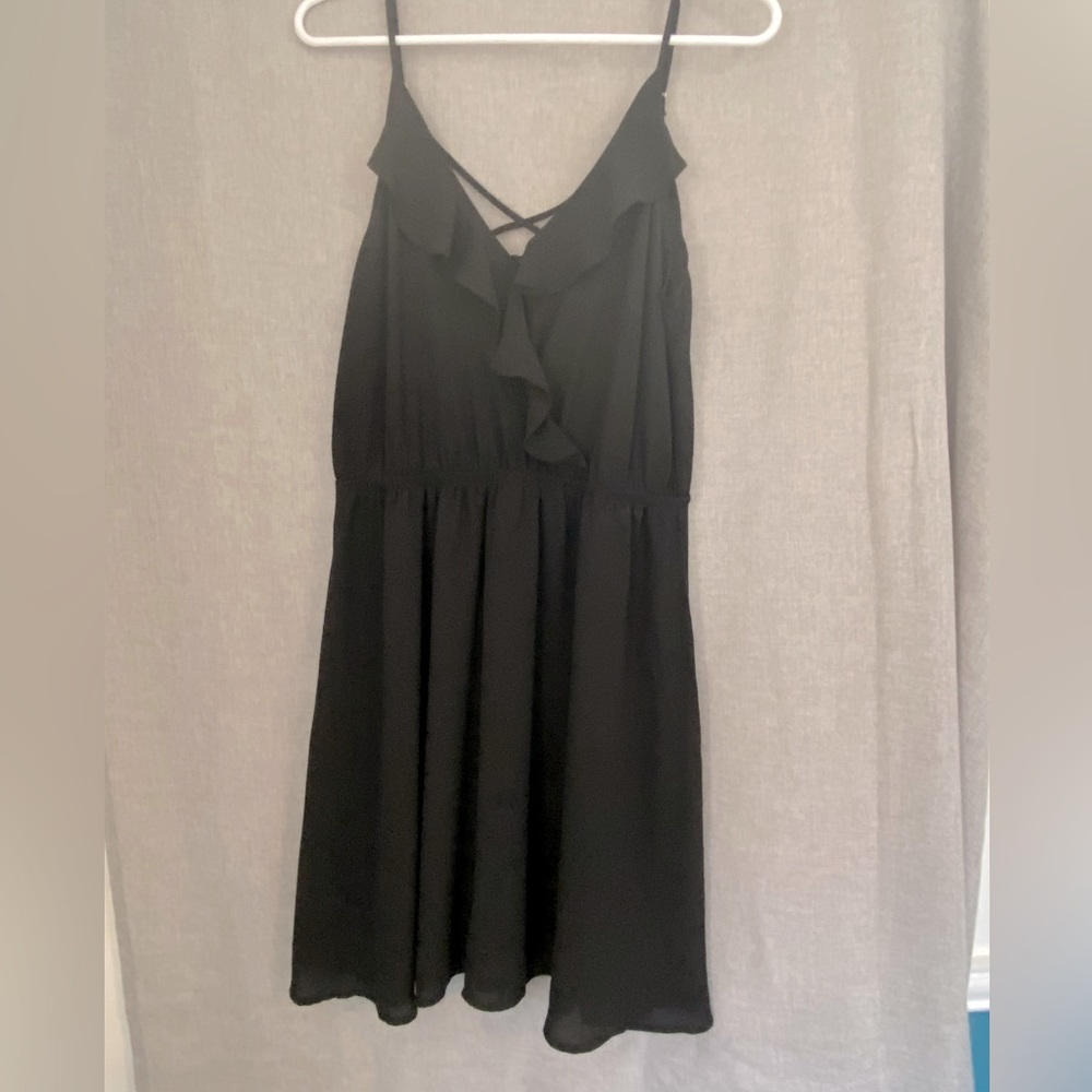 NWT LUSH Black Spaghetti Strap Long Mini Dress, Size L